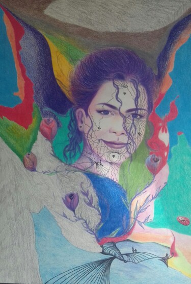 Dessin intitulée "Maquiagem" par Fábio Francisco Silva, Œuvre d'art originale, Crayon