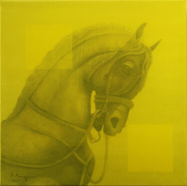 Peinture intitulée "LE CHEVAL JAUNE" par Fábio Borges, Œuvre d'art originale, Acrylique Monté sur Châssis en bois