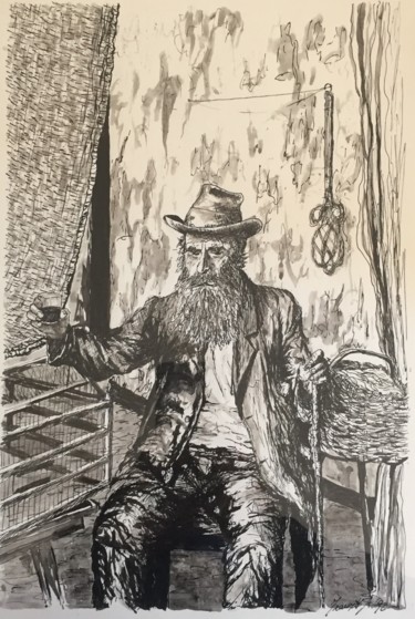 Painting titled "Il vecchio.jpg" by Angelo Franzetti, Original Artwork, Ink