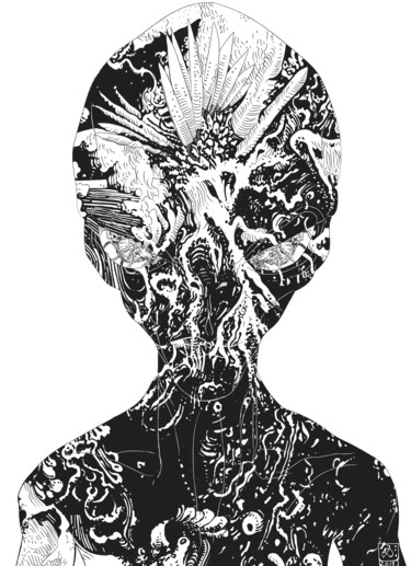 「Alien Sounds」というタイトルの絵画 Fabio Daineseによって, オリジナルのアートワーク