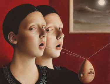 Pittura intitolato "Two sisters" da Fabio Dainese, Opera d'arte originale, Olio