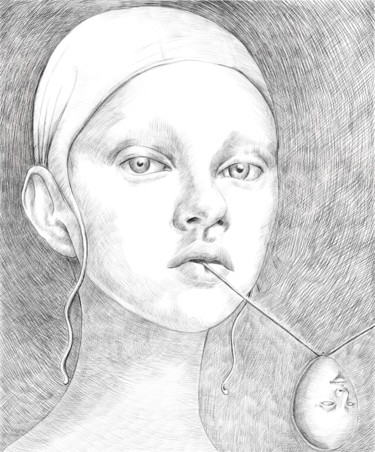 Рисунок под названием "Sister" - Fabio Dainese, Подлинное произведение искусства, Серебряный карандаш