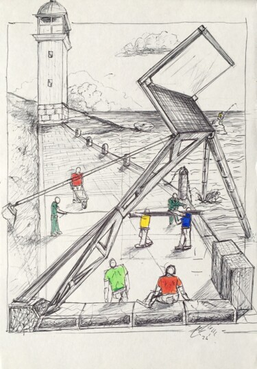 Disegno intitolato "Inutili lavori" da Fabio Giorgis, Opera d'arte originale, Inchiostro