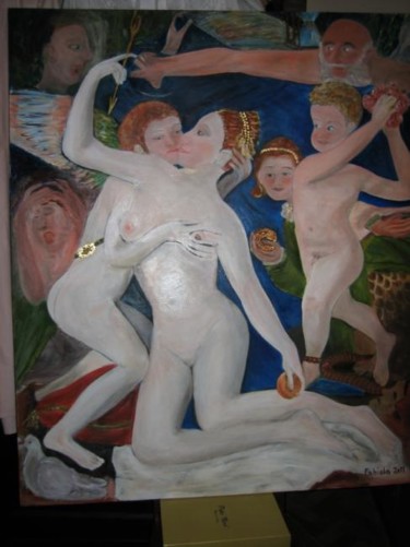 Pittura intitolato "VENERE E CUPIDO" da Fabiola Tantanini, Opera d'arte originale