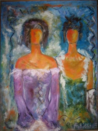 Pittura intitolato "les deux dame" da Fabiola Tantanini, Opera d'arte originale