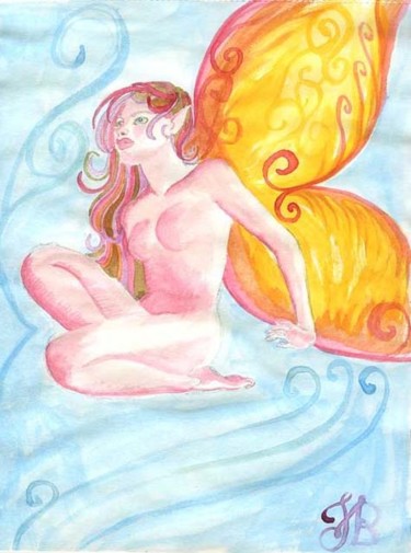 Painting titled "watercolour fairy" by Fabiola Bonghi, Original Artwork, Oil