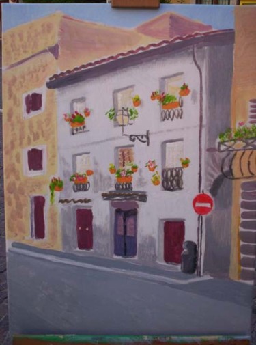 Painting titled "palazzetto a Valmon…" by Fabiola Bonghi, Original Artwork, Oil