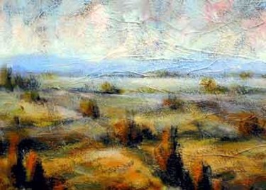 Peinture intitulée "Paesaggio veduta" par Fabio Langella, Œuvre d'art originale, Huile