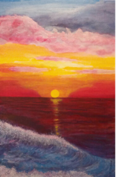 Painting titled "Atardecer" by Fabiola Porras, Original Artwork, Acrylic