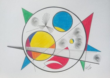 Drawing titled "Circulo Colorido" by Fábio Moraes Art, Original Artwork, Graphite