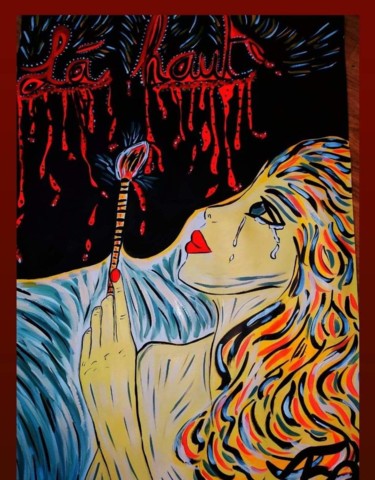 Painting titled "La mort" by Fabienne Reynaud, Original Artwork, Acrylic