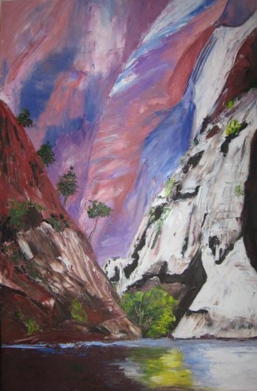 Peinture intitulée "zion canyon" par Roseline Chouraqui, Œuvre d'art originale, Huile
