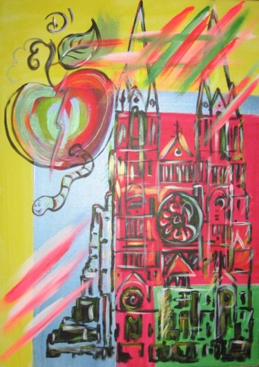Peinture intitulée "la pomme fruit défe…" par Roseline Chouraqui, Œuvre d'art originale, Huile