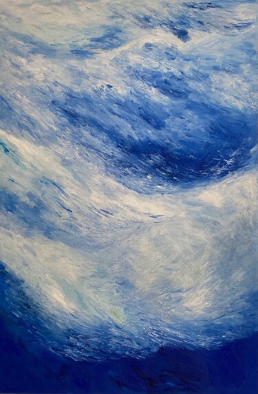 Malerei mit dem Titel "Bleu" von Fabrice Amat, Original-Kunstwerk, Öl