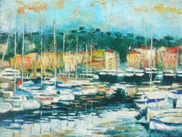 Painting titled "Port de nice" by Fabrice Bettrancourt, Original Artwork, Oil