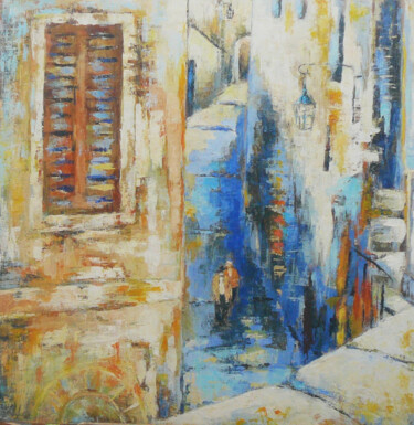 Painting titled "Escaliers à Eze" by Fabrice Bettrancourt, Original Artwork, Oil
