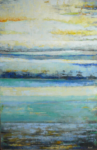 Painting titled "Horizons" by Fabrice Bettrancourt, Original Artwork, Oil Mounted on Wood Stretcher frame