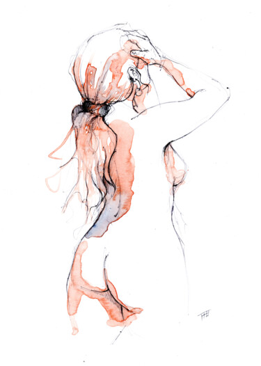 Dessin intitulée "Femme 02" par Fabrice Boulanger, Œuvre d'art originale, Aquarelle