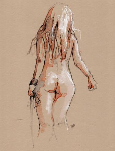 Dessin intitulée "Femme 03" par Fabrice Boulanger, Œuvre d'art originale, Aquarelle