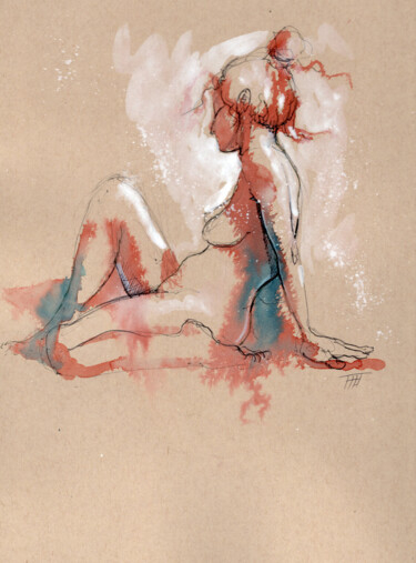 Dessin intitulée "Femme 05" par Fabrice Boulanger, Œuvre d'art originale, Aquarelle