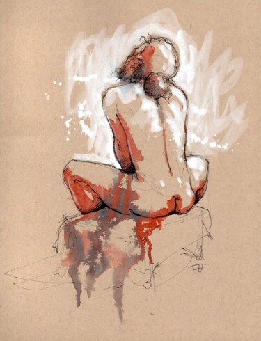 Dessin intitulée "Homme 03" par Fabrice Boulanger, Œuvre d'art originale, Aquarelle