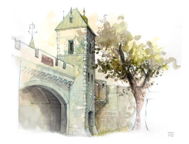Porte St-Louis Dessin intitulée "Porte St-Louis" par Fabrice Boulanger, Œuvre d'art originale, Aquarelle