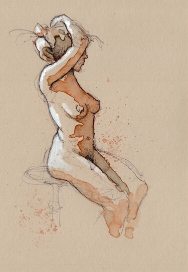 Dessin intitulée "Femme 10" par Fabrice Boulanger, Œuvre d'art originale, Aquarelle