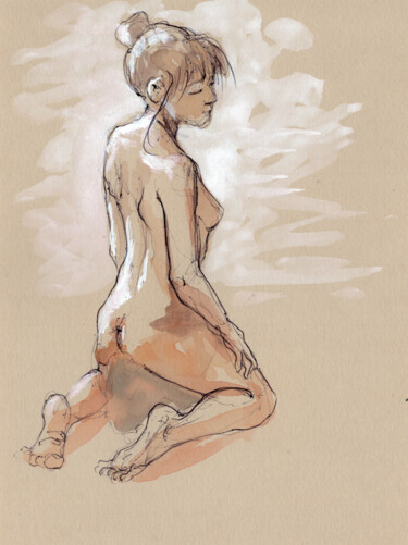 Dessin intitulée "femme 11" par Fabrice Boulanger, Œuvre d'art originale, Aquarelle