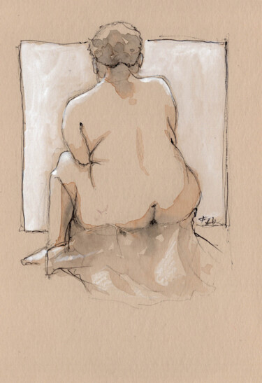 Dessin intitulée "Femme 12" par Fabrice Boulanger, Œuvre d'art originale, Aquarelle