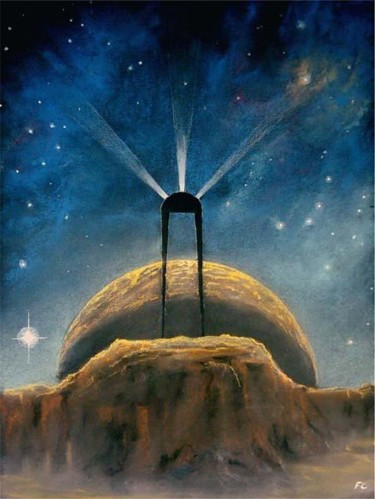 Peinture intitulée "Le phare de l'espace" par Fabrice Cadet, Œuvre d'art originale