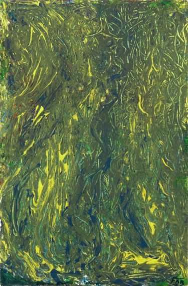 Peinture intitulée "Rythme en jaune, ve…" par Fabrice Cadet, Œuvre d'art originale, Acrylique
