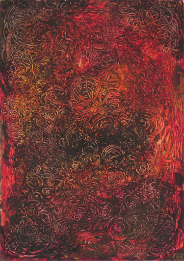 Peinture intitulée "Arabesques en rouge…" par Fabrice Cadet, Œuvre d'art originale, Acrylique