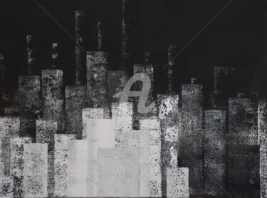 Pittura intitolato "City noir/blanc" da Fabrice Deraison, Opera d'arte originale, Acrilico