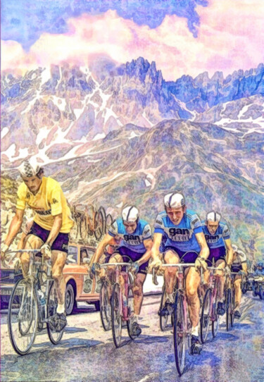 제목이 "Tour de France 1975"인 디지털 아트 Fabrice Fouarge로, 원작, 디지털 페인팅