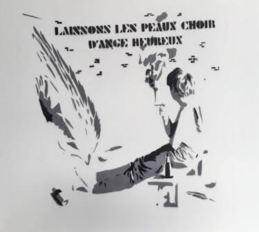 Ζωγραφική με τίτλο "LAISSONS LES PEAUX…" από Fabrice Gand, Αυθεντικά έργα τέχνης, Μεμβράνη πολυγράφου