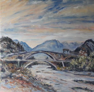 Peinture intitulée "le-pont-de-lesdigui…" par Fabrice Gerin, Œuvre d'art originale, Huile