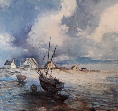 Painting titled "Bretagne" by Fabrice Gerin, Original Artwork, Oil