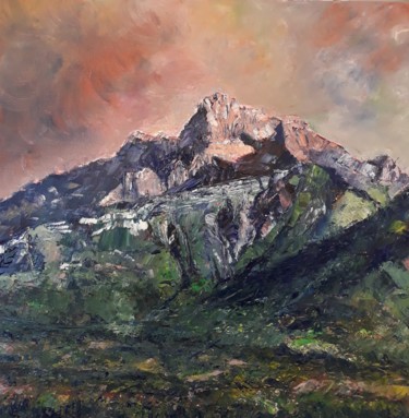 Painting titled "Montagne l'Obiou  2" by Fabrice Gerin, Original Artwork, Oil