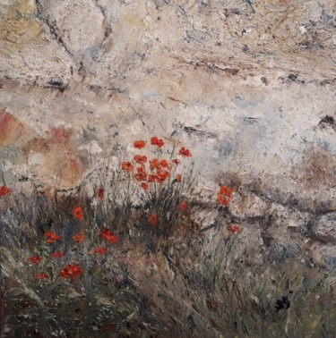 Malerei mit dem Titel "Le mur" von Fabrice Gerin, Original-Kunstwerk, Öl