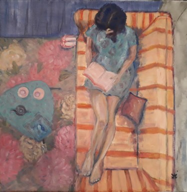 Malerei mit dem Titel "Tea dream" von Fabrice Gerin, Original-Kunstwerk, Öl