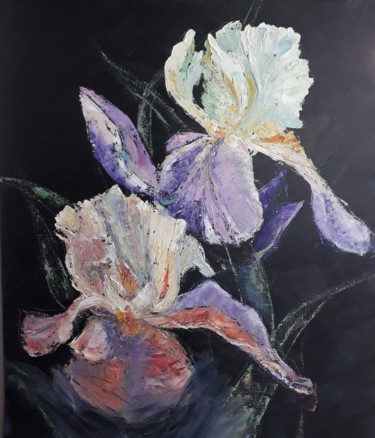 Painting titled "Iris..." by Fabrice Gerin, Original Artwork, Oil