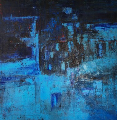 Pittura intitolato "Oeuvre d'art bleu" da Fabrice Girardeau, Opera d'arte originale, Olio