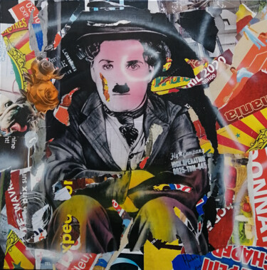 Collages titled "Charlie Chaplin" by Fabrice Hubert, Original Artwork, Collages