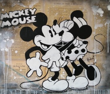 Painting titled "Mickey and Minnie" by Fabrice Hubert, Original Artwork, Acrylic