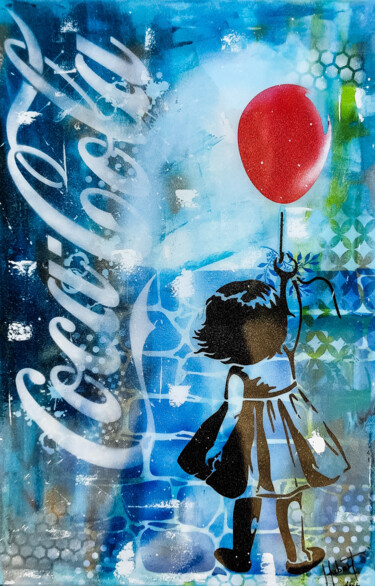 "Girl coca cola" başlıklı Tablo Fabrice Hubert tarafından, Orijinal sanat, Akrilik Ahşap Sedye çerçevesi üzerine monte edilm…