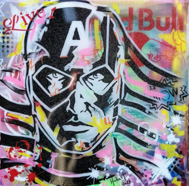 Peinture intitulée "Captain America" par Fabrice Hubert, Œuvre d'art originale, Acrylique