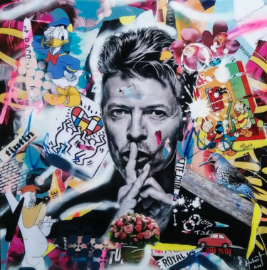 Collages intitulée "Bowie" par Fabrice Hubert, Œuvre d'art originale, Collages