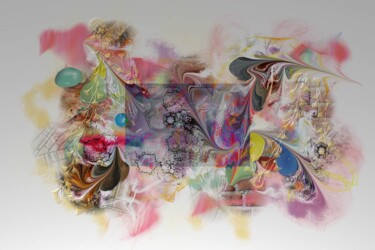 Digitale Kunst mit dem Titel "Briques" von Fabrice Huguenin-Virchaux, Original-Kunstwerk, Digitale Malerei