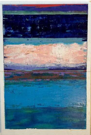 Painting titled "horizon distendu 4" by Fabrice Janvier, Original Artwork, Oil