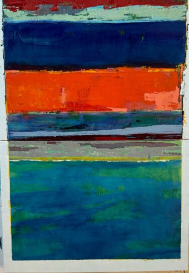 Painting titled "horizon distendu 6" by Fabrice Janvier, Original Artwork, Oil
